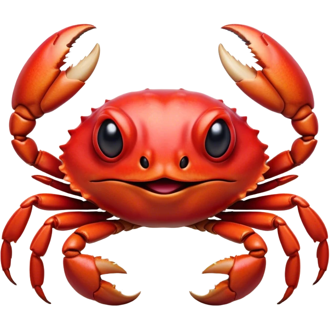 Cinematic Realistic Comical Crab Portrait Emoji, Head tilted dramatically with an exaggeratedly amused expression, featuring a striking, glossy red shell with bold natural textures and a whimsically formed face with wide, expressive eyes full of playful disbelief, rendered with lifelike detail and vibrant coastal hues, high shine, dramatic yet playful, styled with an air of cheeky seaside mischief, soft glowing outline, capturing the essence of a spirited and over‐the‐top crab that looks ready to pinch its way into viral fame! emoji