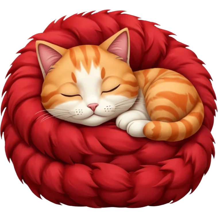 Curled Sleeping Cat red emoji