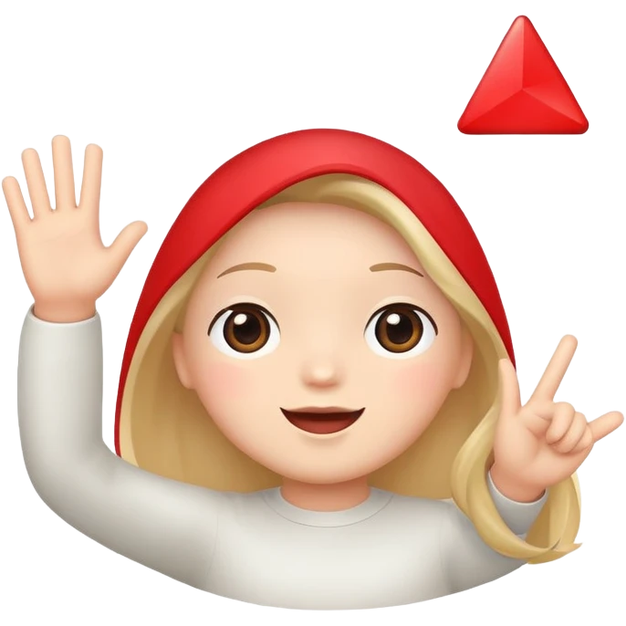 Red cute triangle waving hi emoji