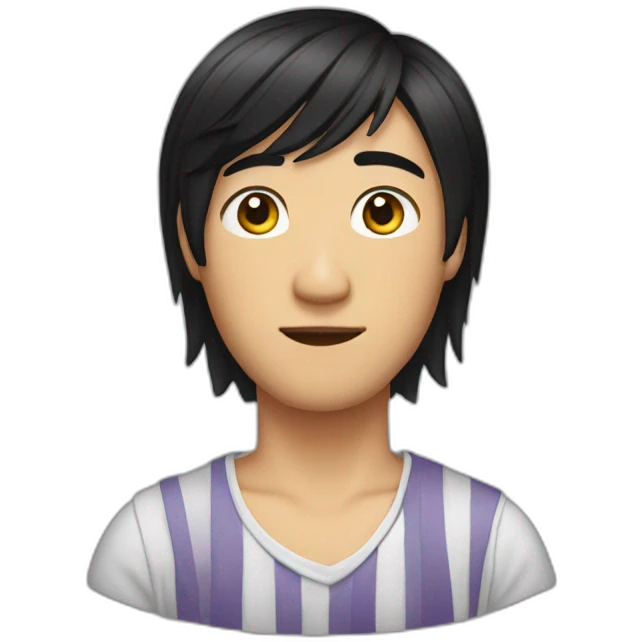 asian male with curtains haircut black hair emoji