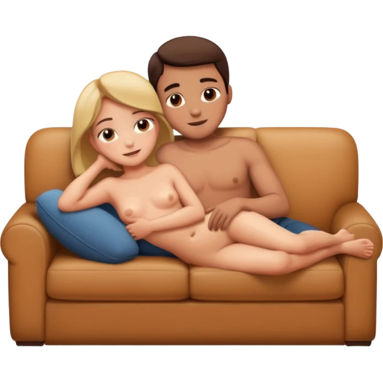 Couple laying down on couch together nude emoji