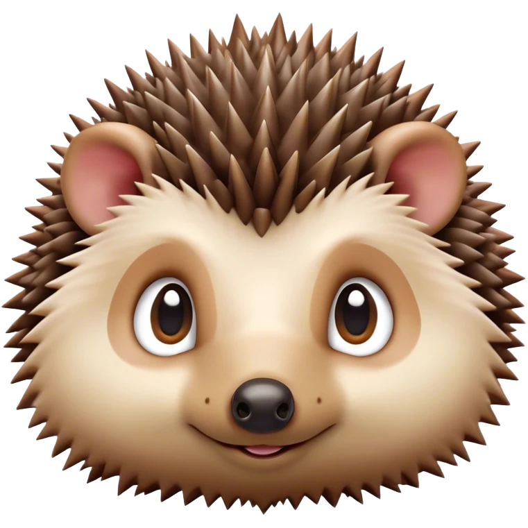 Cinematic Cute Hedgehog Portrait Emoji, Head tilted playfully and inquisitively, featuring a fluffy, spiky brown Fur with an irresistibly cute, round face and tiny ears, round, sparkling eyes filled with curious wonder, Simplified yet irresistibly adorable features, highly detailed, glowing with a warm, friendly glow, high shine, affectionate and quirky, stylized with a touch of woodland whimsy, bright and endearing, soft glowing outline, capturing the essence of a mischievous yet loving hedgehog, so playful it feels like it could roll out of the screen and into your arms! emoji