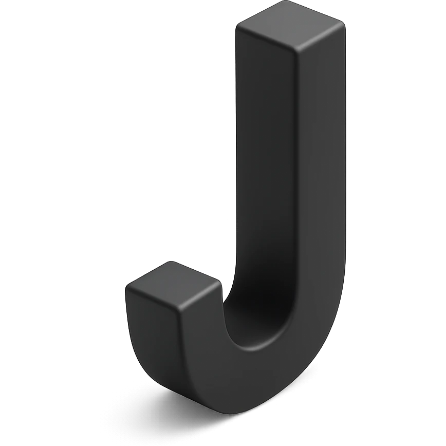 bold and clear letter J in 3D black style emoji