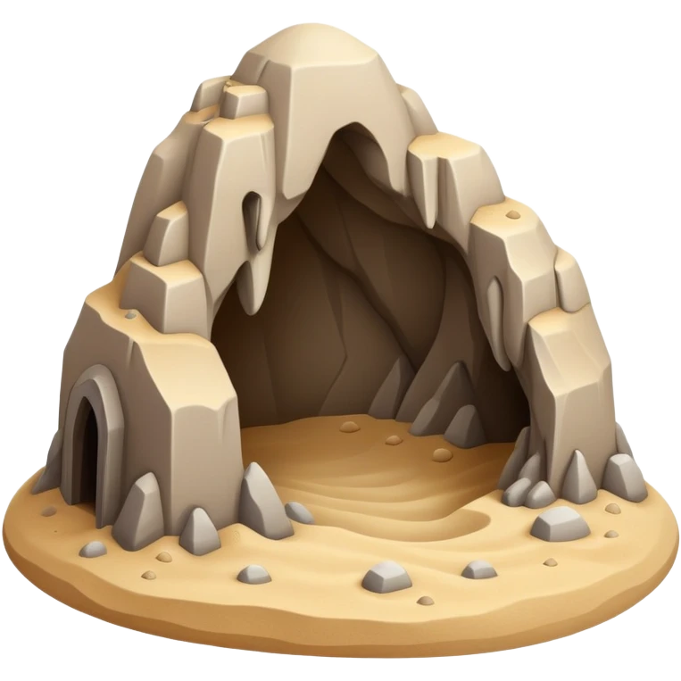 generate realistic detailed cave in 3d style with sand  emoji