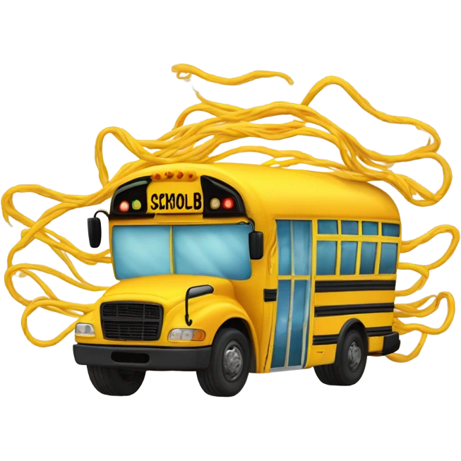 school bus with hair emoji