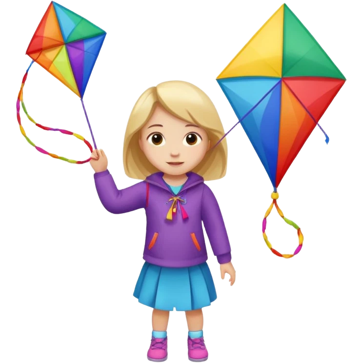 little girl kid holding kite emoji