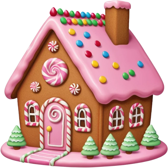 Simple Gingerbread house pink emoji