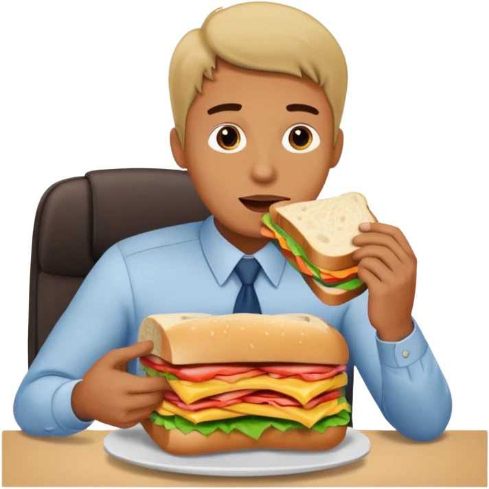 Dad eating a big sandwich in the office emoji