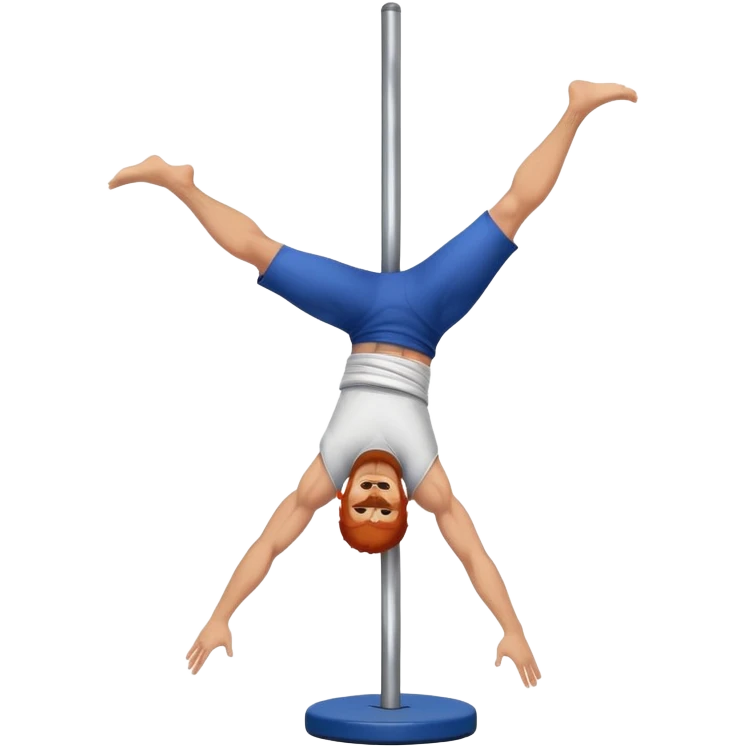 male redhead with beard performing a jiu jitsu move on a pole dance pole emoji