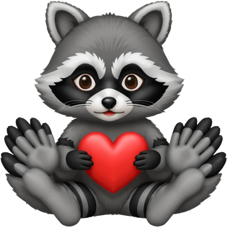 raccoon with heart hands emoji