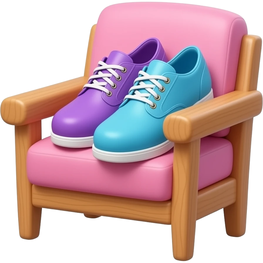 purple blue shoes placed casually on chair inspired by Barbie colour palette emoji