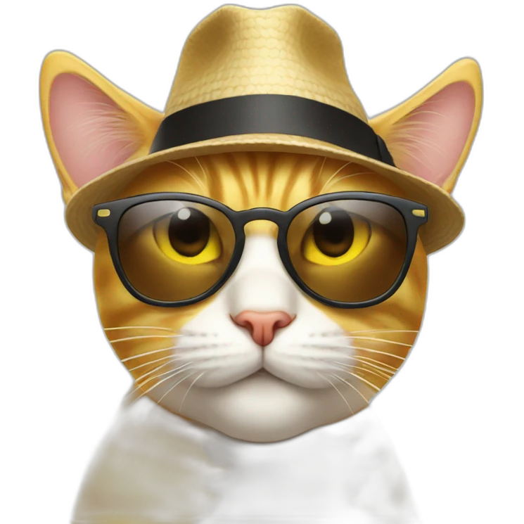 yellow cat emoji in sunglasses and hat emoji