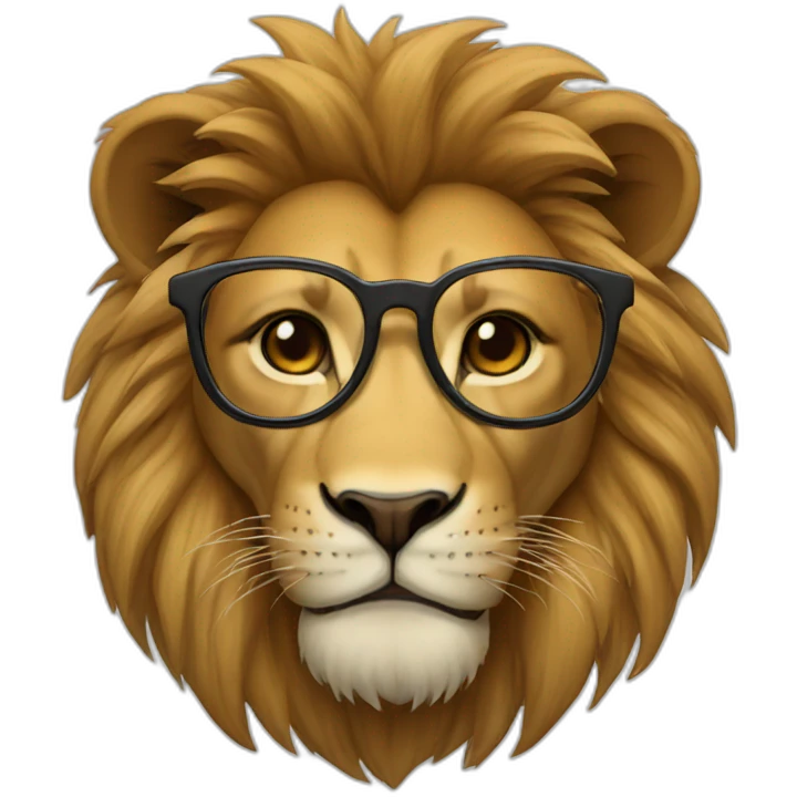 a lion with glasses emoji