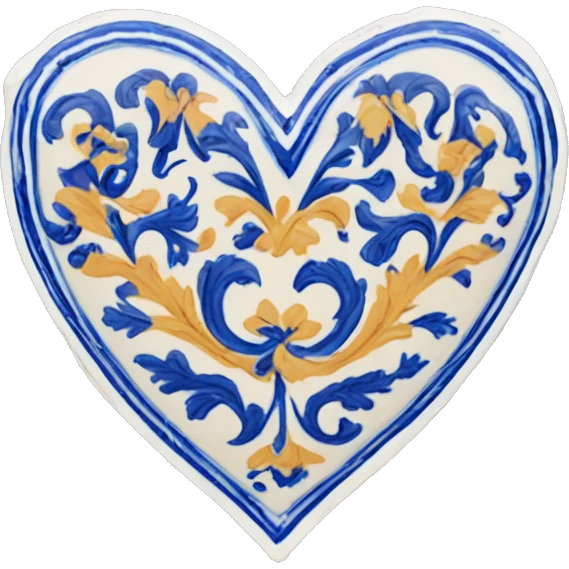 Heart with blue deruta pattern emoji