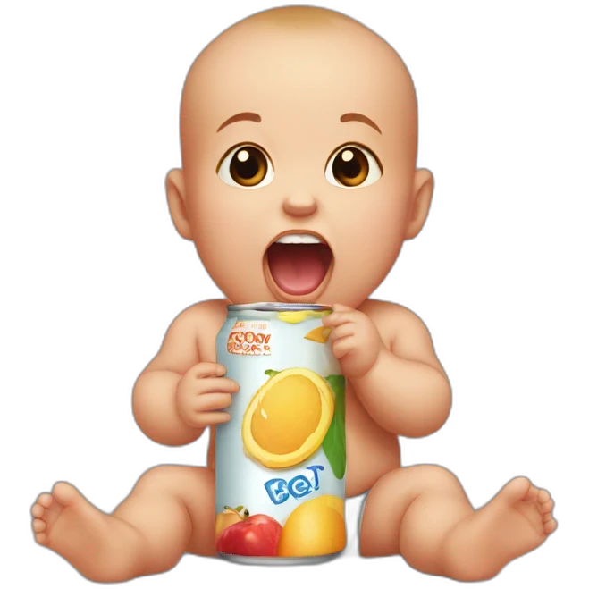 Baby screaming at juice box emoji