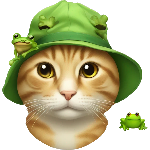 Cat with a frog hat emoji