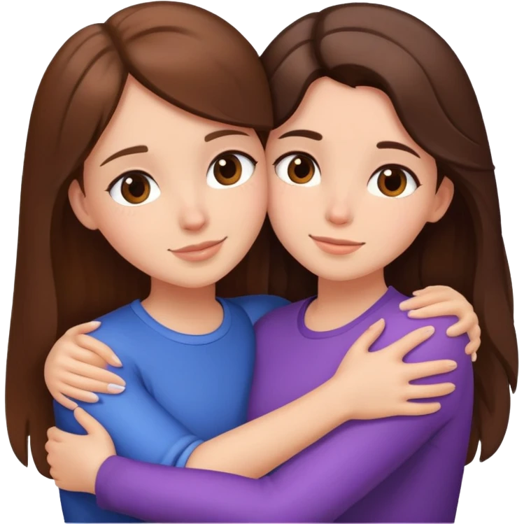 2 girl best friends hugging one brunette one brown hair emoji