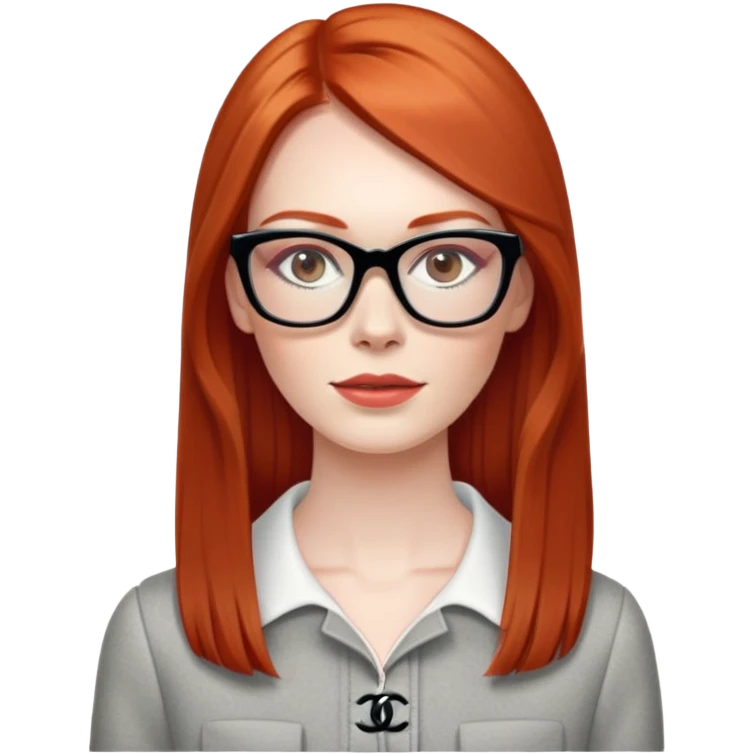 Red head long straight hair pale skin Chanel wearung glasses emoji