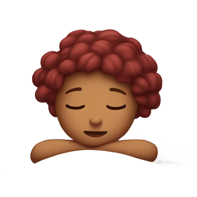 Burgundy haired girl sleeping in bed emoji