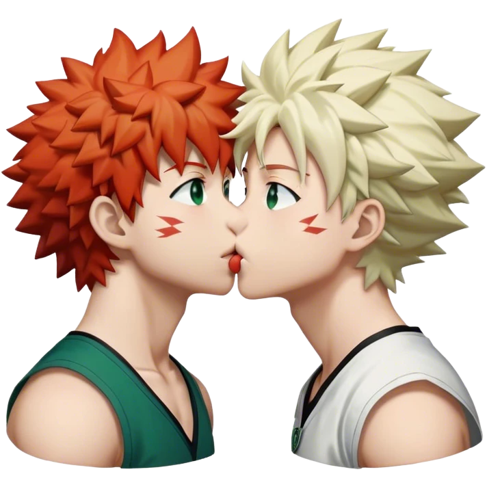 Izuku midoryia and bakugou kissing emoji