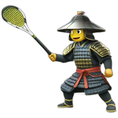 Samurai playing tennis in 1235 year emoji
