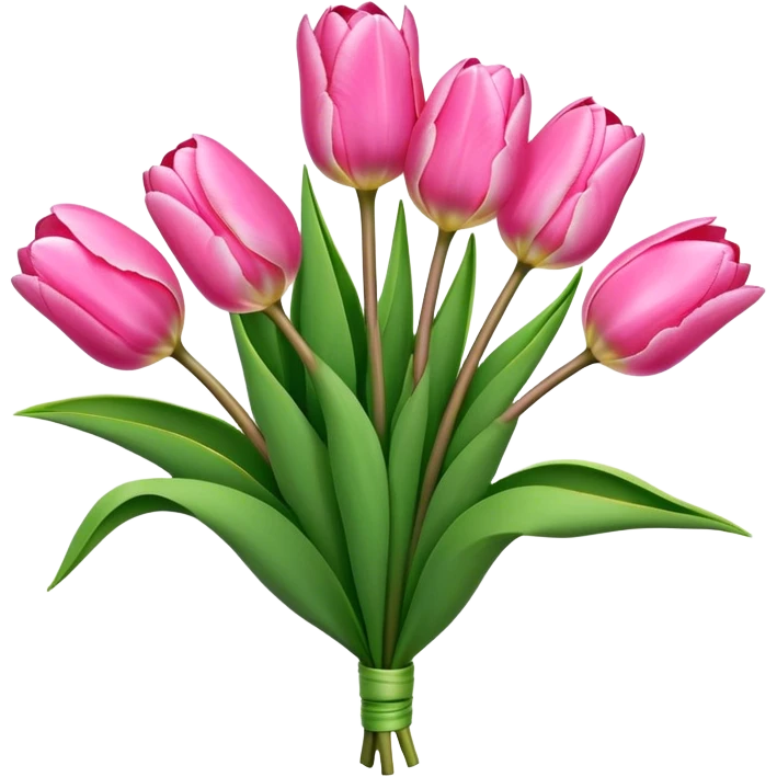 bouquet pink Tulip, luxuriant, stem, leaf, bud emoji