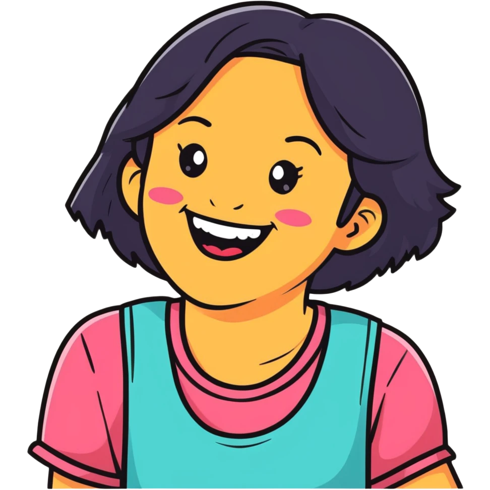 beautiful girl with bright smile laughing emoji