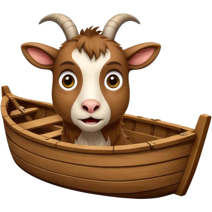 a frightened goat in a boat emoji