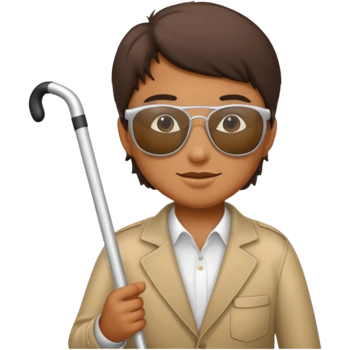 A blind person wearing sunglasses and holding a guide cane emoji