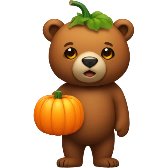 a bear with a pumpkin on the head emoji