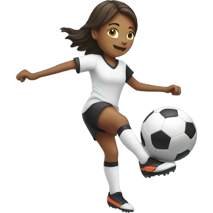 girl kicking a soccer ball in the air emoji