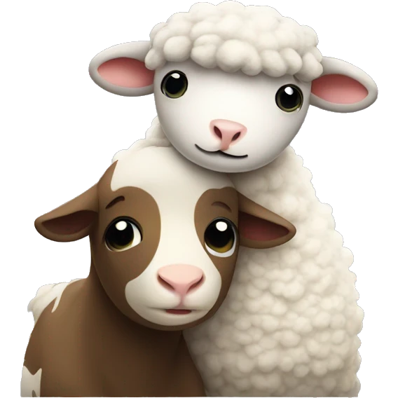 a sheep hugging a cow emoji