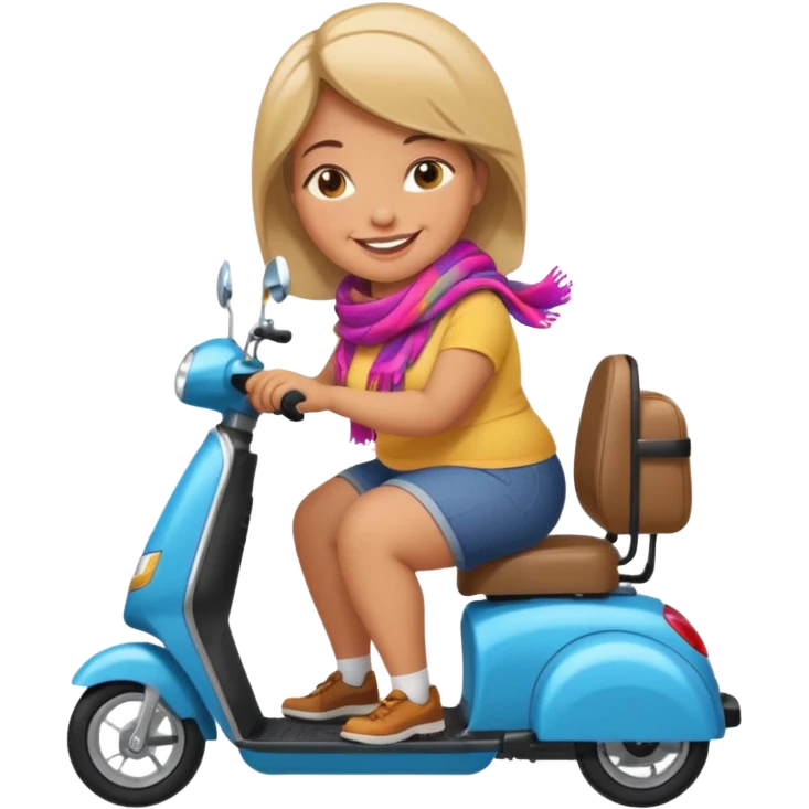 A plus sized woman on a mobility scooter emoji