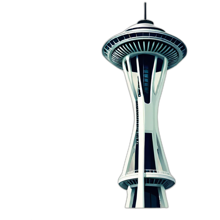 Simplified space needle, iconic, exaggerated proportions emoji
