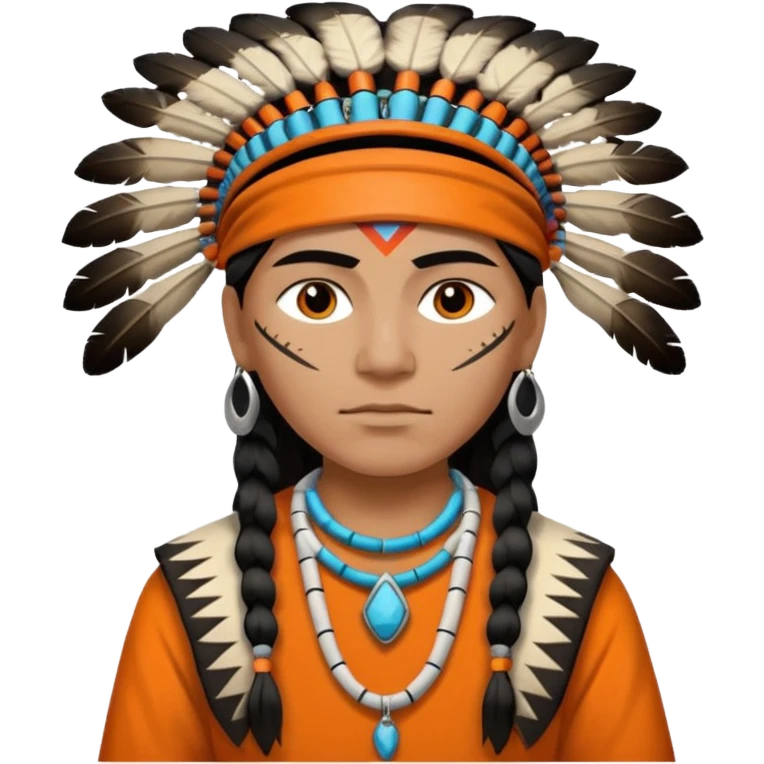 Orange black and white Native American emoji