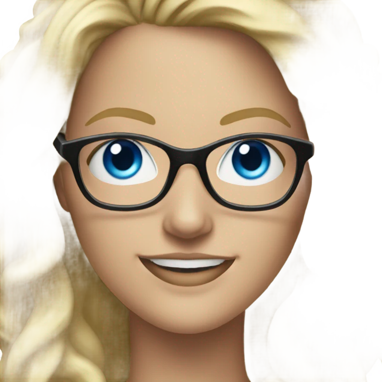 Realistic Female dj blue eyes blonde hair wearing glasses smiling  emoji