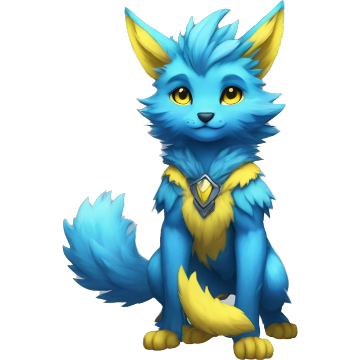 Anthro-Edgy-Cool-Blue-Yellow-Contrast-Colors-Fantasy-Fur-Sona-Chibi-Shiny-Fakémon-Hybrid full body emoji
