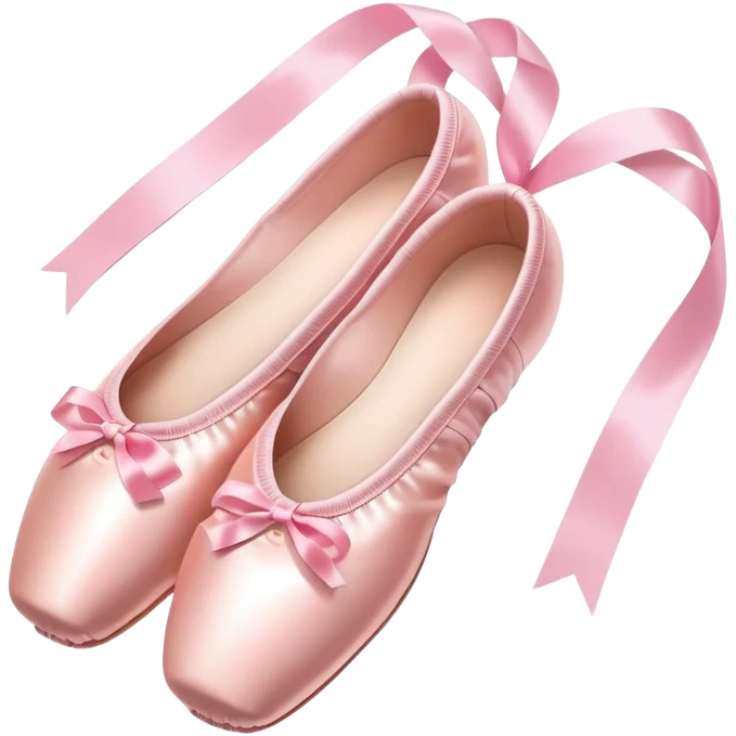 glossy pink ballet pointe shoes with satin ribbons, simple clean style emoji