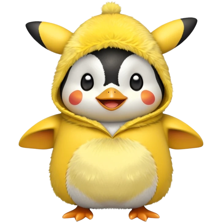 Penguin dressed like pikachu emoji
