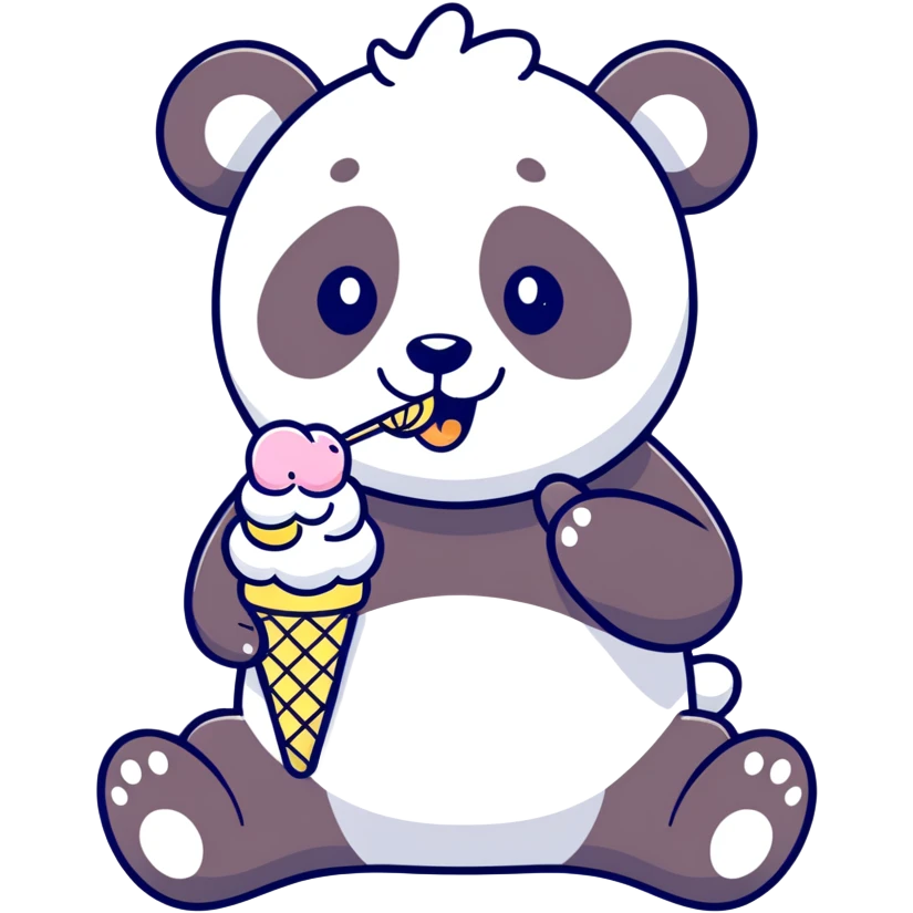 Panda eating ice cream emoji