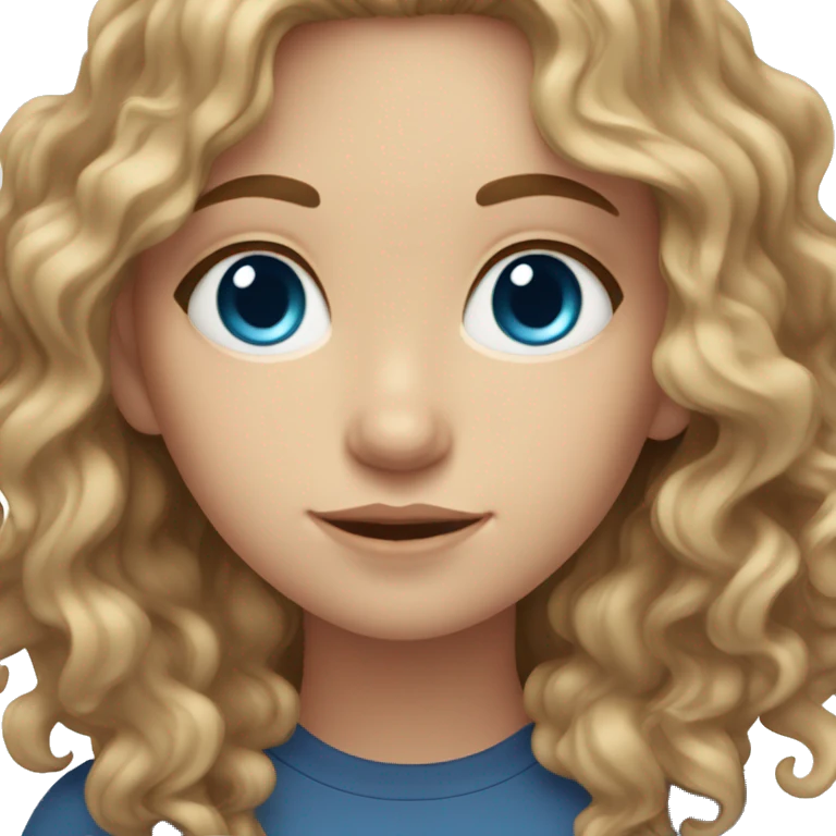 white girl with wavy/curly light brown hair and blue eyes emoji