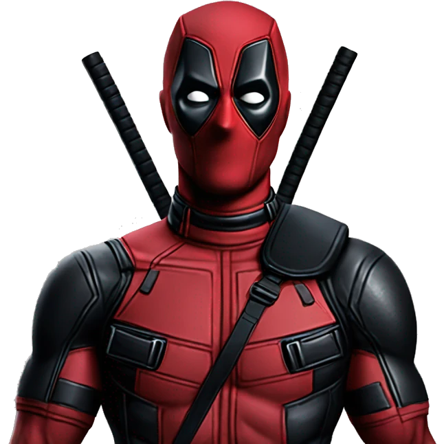 make deadpool all black with only red eyes keep all deadpool characteristics all black emoji