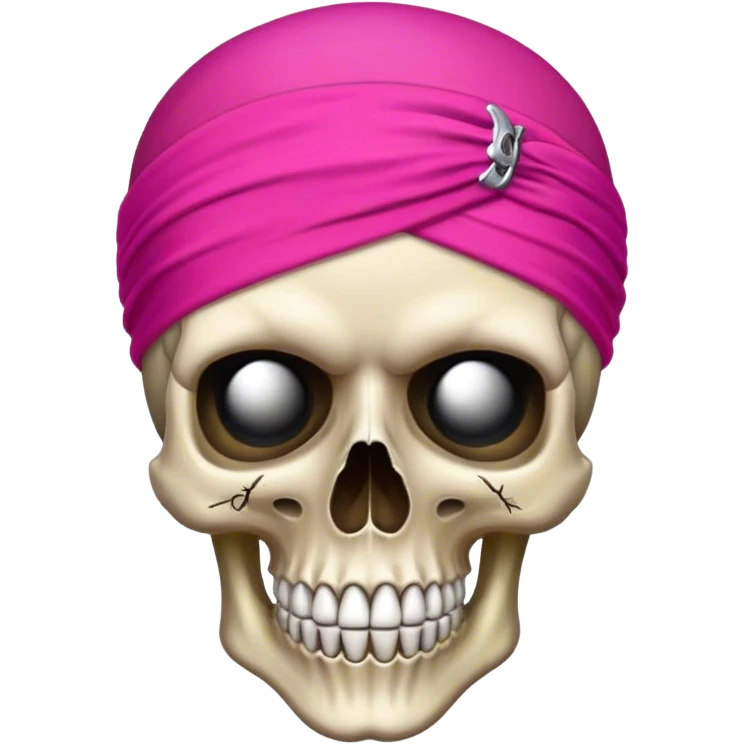 pirate skull with fuchsia headband emoji