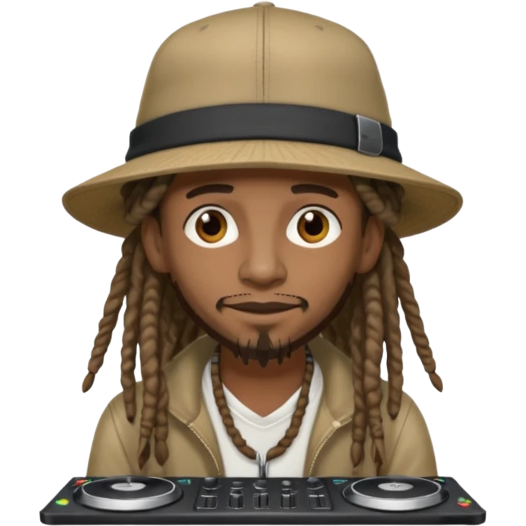 dreadlocks, DJ with wide-brim cap emoji