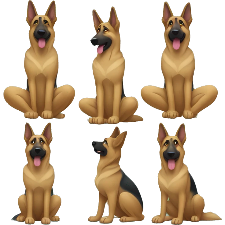 German shepherd doing yoga poses emoji