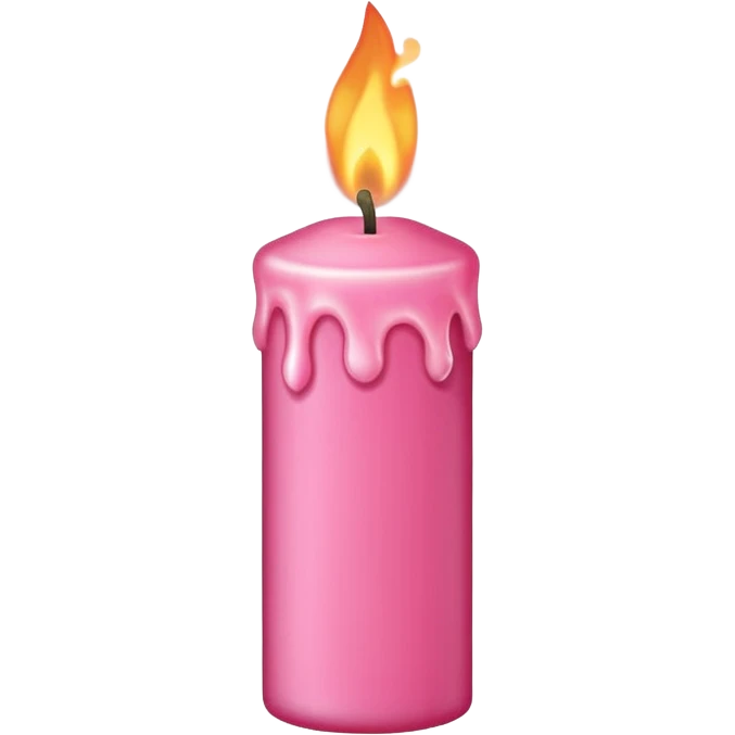 Draw a pink candle with a flame on it at an angle of 15 degrees from the horizontal. emoji