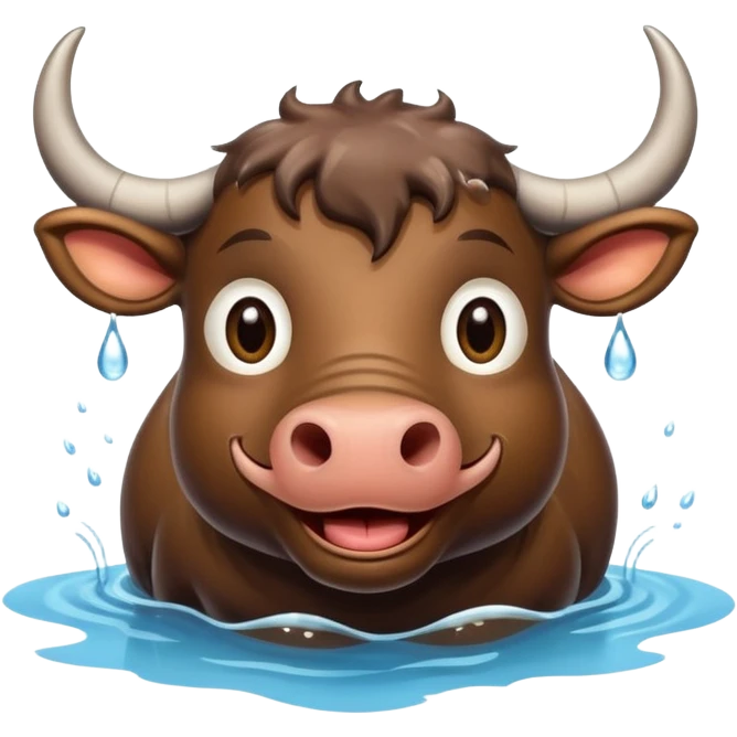 A funny water buffalo in the water  emoji