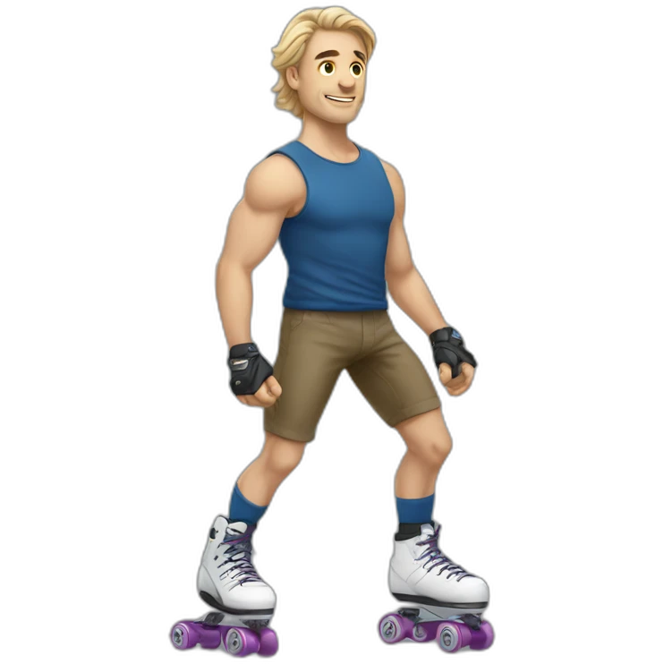 Strong european guy in artistic roller blades emoji