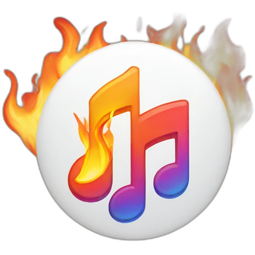 Apple Music logo on fire emoji