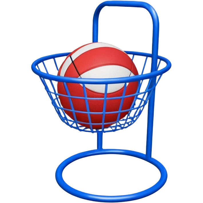 basket stand with ball (#00A3E0) and red (#F9423A) emoji